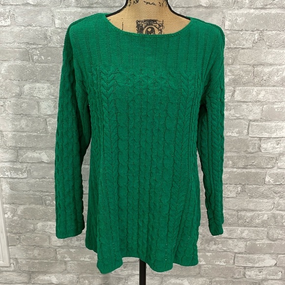 J.Jill Green Cable Knit Sweater - Picture 1 of 5